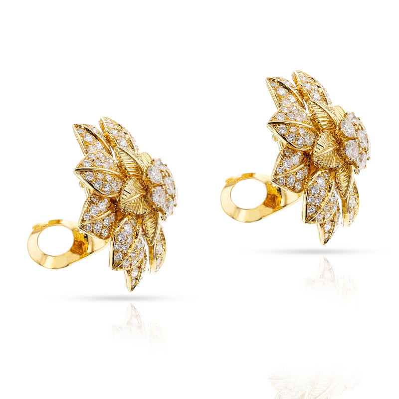 1960s Van Cleef & Arpels French Flower Diamond Petal Earrings