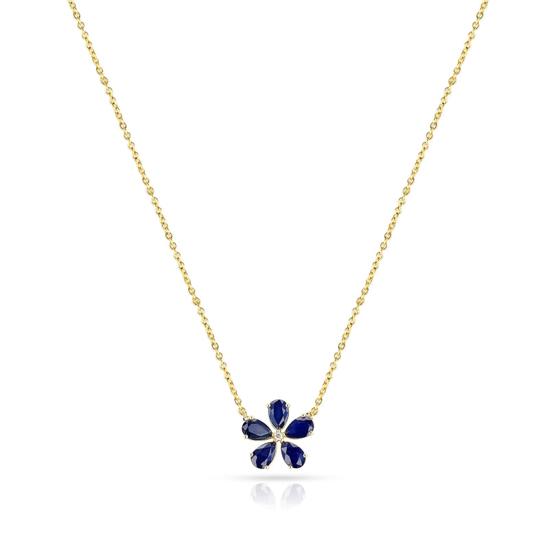 Floral Sapphire and Diamond Pendant Necklace, 18k