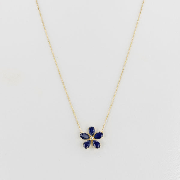 Floral Sapphire and Diamond Pendant Necklace, 18k