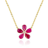 Floral Ruby and Diamond Pendant Necklace, 18k