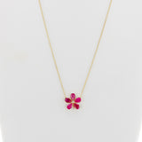 Floral Ruby and Diamond Pendant Necklace, 18k