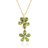 Double Green Sapphire and Diamond Floral Pendant, 18k