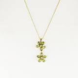Double Green Sapphire and Diamond Floral Pendant, 18k