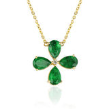 Clover Emerald and Diamond Pendant Necklace, 18k