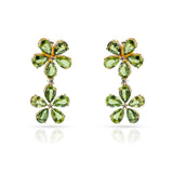 Double Green Sapphire and Diamond Floral Earrings, 18k