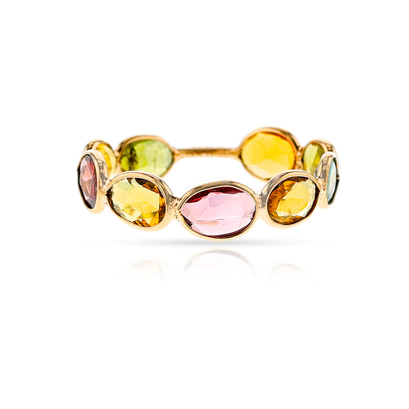 Multi-Tourmaline Rose Cut Band, 14k