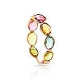 Multi-Tourmaline Rose Cut Band, 14k