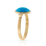 Turquoise Cabochon Matte Finish Ring, 14k