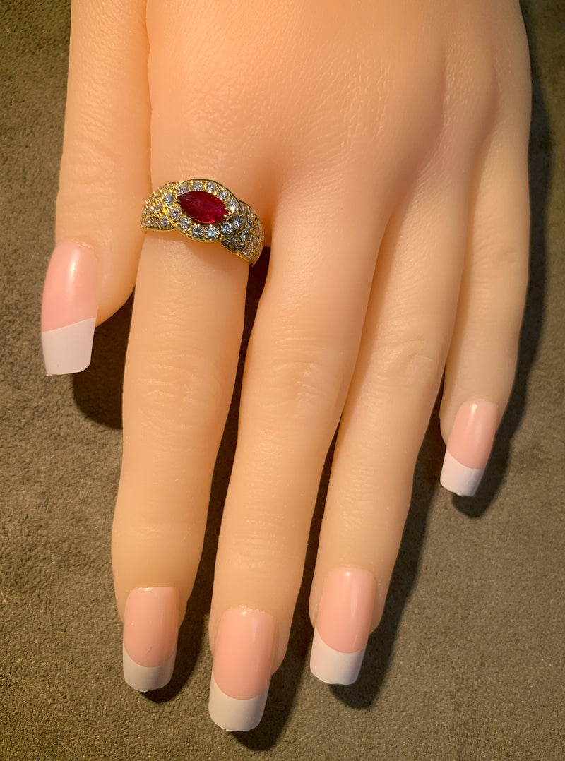 Van Cleef & Arpels Marquise Ruby and Diamond Ring