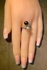 Van Cleef & Arpels Toi Et Moi Pearl Ring with Diamonds, 18k