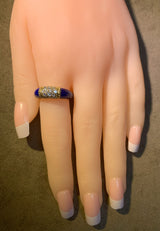 Van Cleef & Arpels Lapis and 5 Row Diamond Stacking Philippine Ring, 18K Yellow