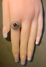Van Cleef & Arpels 0.95 ct. Round Center Ruby and 2.10 ct. Diamond Cocktail Ring