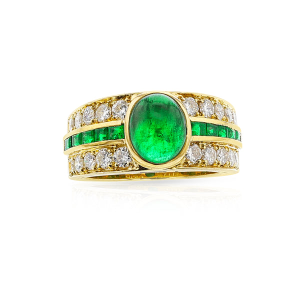 Van Cleef & Arpels Emerald Cabochon and Diamond Ring