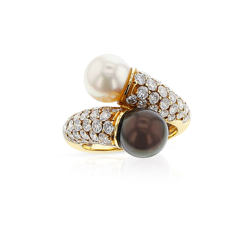 Van Cleef & Arpels Toi Et Moi Pearl Ring with Diamonds, 18k