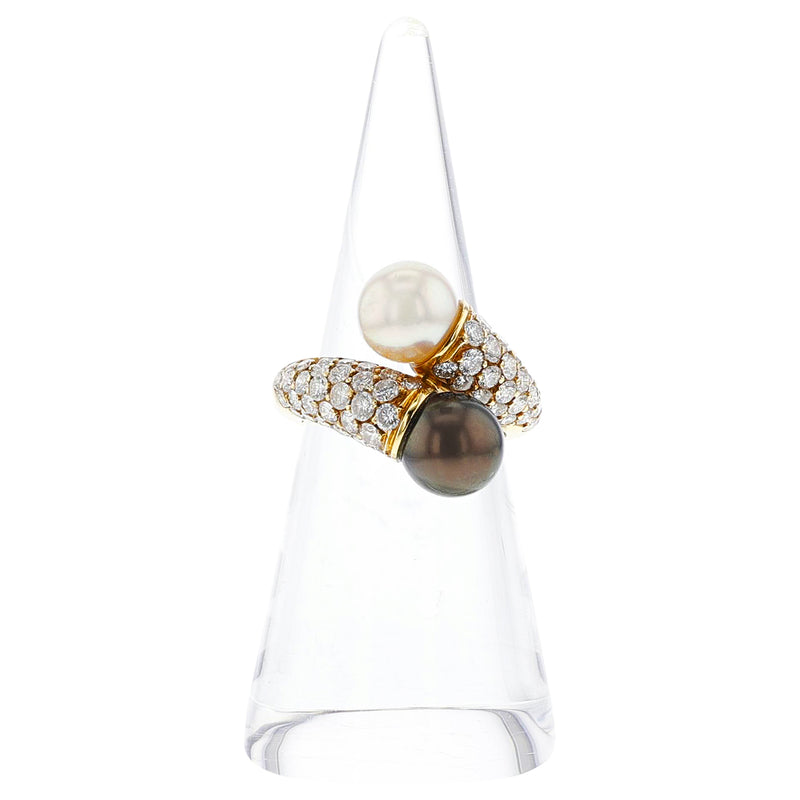 Van Cleef & Arpels Toi Et Moi Pearl Ring with Diamonds, 18k