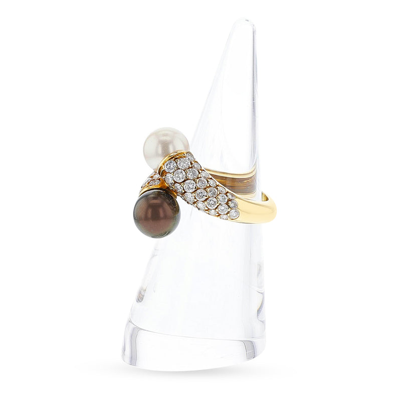 Van Cleef & Arpels Toi Et Moi Pearl Ring with Diamonds, 18k