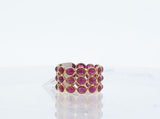 Oval Ruby Cabochon Triple Band, 18K Yellow Gold