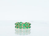 Oval Emerald Horizontal Double Band, Yellow Gold