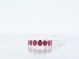 Ruby Oval Shape Ring Band, 18k Yellow Gold