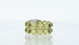 Peridot Round Cabochon Double Line Band, Yellow Gold