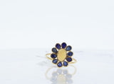 Sapphire and Opal Floral Ring, Yellow Gold