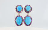 18k Turquoise, Amethyst and Diamond Necklace and Earring Set