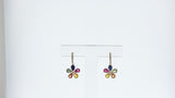 Multi-Sapphire and Diamond Flower Hoop Earrings, 14k Yellow Gold