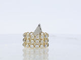 Round Moonstone Cabochon Triple Band, Yellow Gold