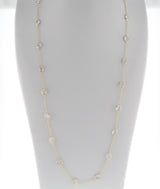 Mixed Cut Rainbow Moonstone 38" Necklace, 18K