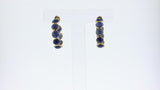 Round Faceted Blue Sapphire Hoop Earrings, 18K