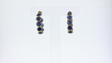 Round Faceted Blue Sapphire Hoop Earrings, 18K