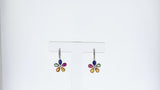 Multi-Sapphire and Diamond Flower Hoop Earrings, 14k White Gold