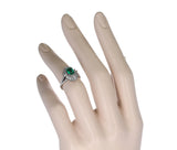 Rectangular Emerald-Cut Emerald and Diamond Cocktail Ring, Platinum