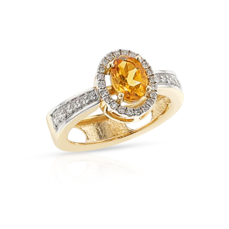 Oval Citrine and Diamond Convertible Ring/Pendant, 18K