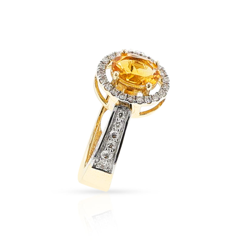 Oval Citrine and Diamond Convertible Ring/Pendant, 18K