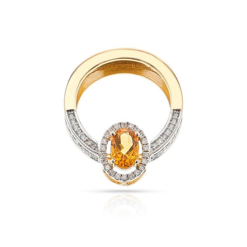 Oval Citrine and Diamond Convertible Ring/Pendant, 18K