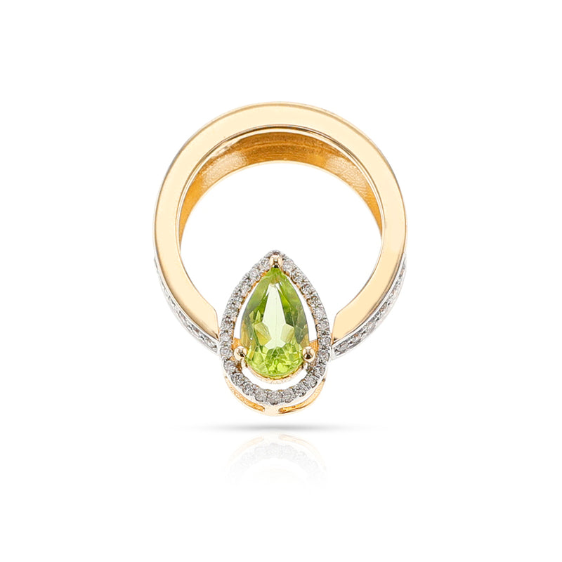 Pear Shape Peridot and Diamond Convertible Ring/Pendant, 18K