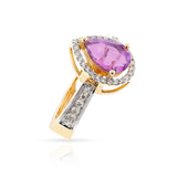 Pear Shape Large Amethyst and Diamond Convertible Ring/Pendant, 18K