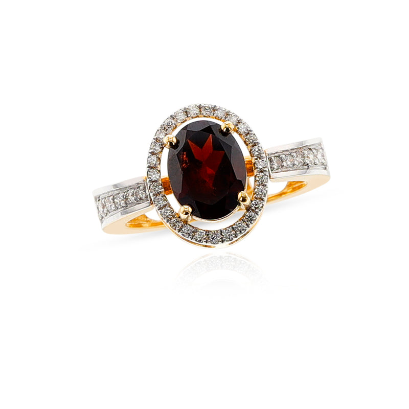 Large Oval Garnet and Diamond Convertible Ring/Pendant, 18K