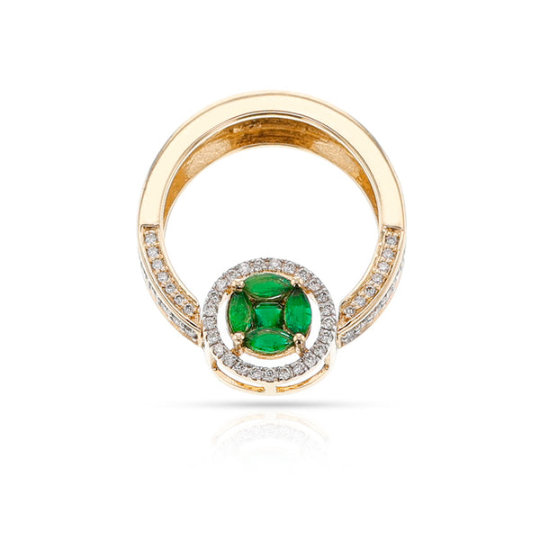 Emerald Marquise and Diamond Convertible Ring/Pendant, 18K