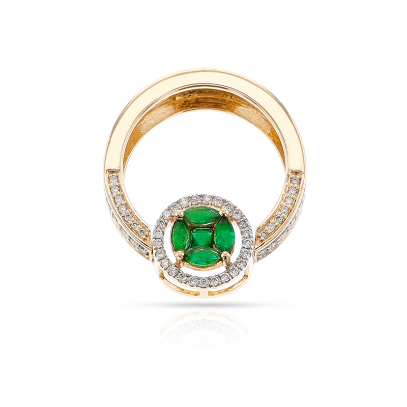 Emerald Marquise and Diamond Convertible Ring/Pendant, 18K