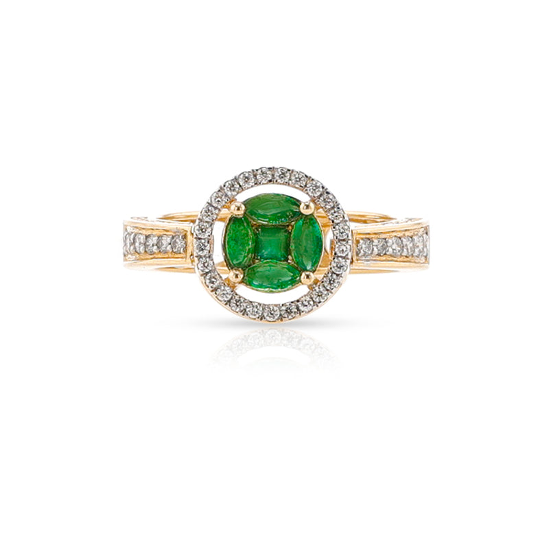 Emerald Marquise and Diamond Convertible Ring/Pendant, 18K