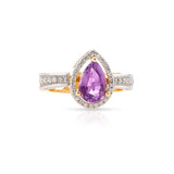 Pear Shape Large Amethyst and Diamond Convertible Ring/Pendant, 18K