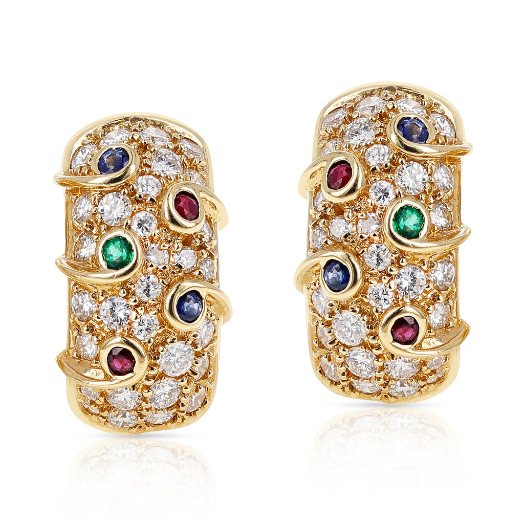 Ruby emerald hotsell sapphire earrings