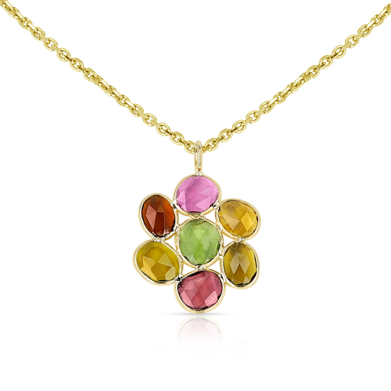 Mixed Shape Tourmaline Pendant, 18K Yellow Gold