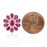 Ruby Bezel-Set Oval and Pear Shape Floral Earrings made in 18 Karat Yellow Gold.