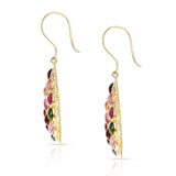 Pear Shape Dangling Tourmaline Cabochon Earrings, 18k