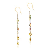 Multi Sapphire Oval Pear Shape Dangling Earrings made in 18 Karat Yellow Gold.