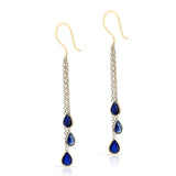 Blue Sapphire Pear Shape Dangling Earrings made in 18 Karat Yellow Gold.