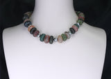 Tourmaline Carved Beads Necklace with Tahitian Pearls and Emerald Clasp